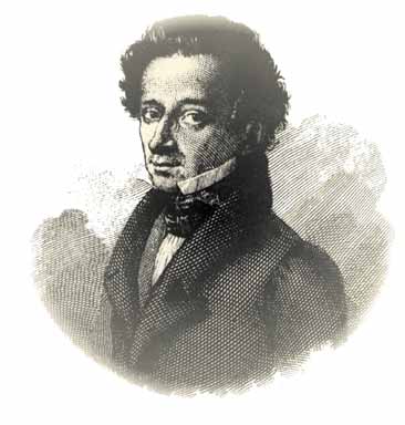 Giacomo Leopardi, disegno di L. Lolli, incisione di G. Guadagnini