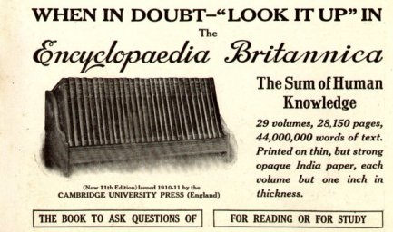 Pubblicità dell'Encyclopædia Britannica, dal National Geographic Magazine (maggio 1913)