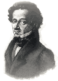 Giacomo Leopardi (disegno di L. lolli, incisione di G. Guadagnini)
